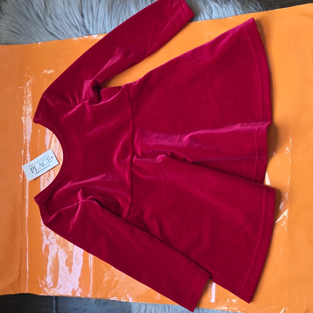 Nwt! The Children's Place Baby Girl Holiday Red Velvet Dress